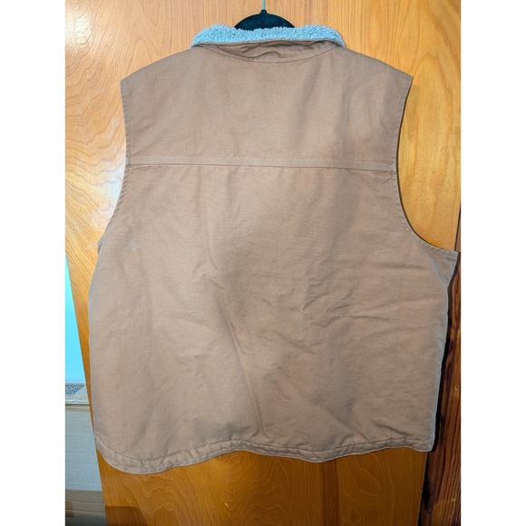 Carhartt Men's Brown Sherpa Lined Heavy Duty Work Vest 2XL Pockets Warm Outdoor - Picture 5 of 6